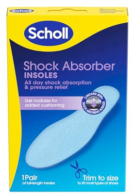 Scholl Shock Absorber Insoles - Contain Over 3000 Gel Nodules for All Day Shock Absorption and Pressure Relief, Breathable and Washable Shoe Insoles, Trim to Fit, UK Size 3-12, 1 Pair