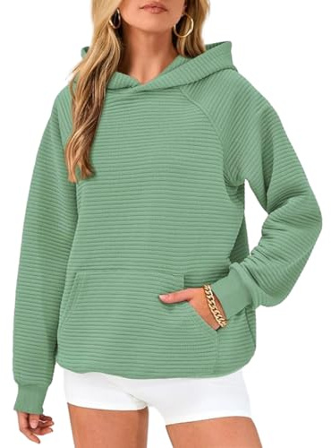 GRMLRPT Sudaderas para Mujer con Capucha Sweatshirt de Manga Larga Deporte Outdoor Estilo Deportivo Sudadera Moda 2025 Ropa con Bolsillos(Verde,L)
