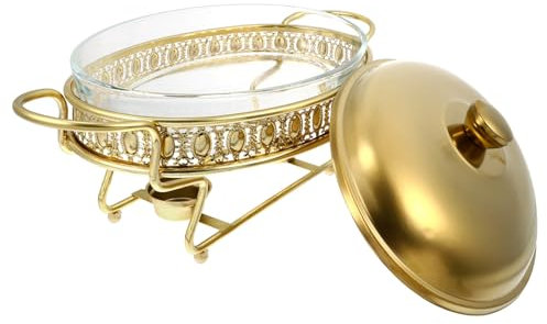 Ciieeo Buffet Furnace Alcohol Stove 1.5l Food Heating Container Gold for Restaurant Catering Buffet Warmer