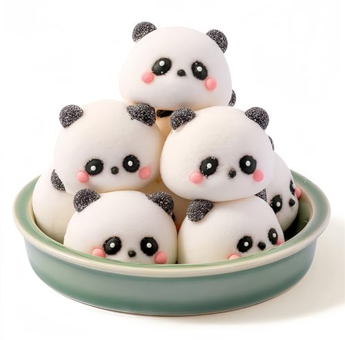 MKSDDF - 10 marshmallow halal a forma di panda, marshmallow, marshmallow, dolci, vegani, decorazioni per torte, decorazioni per pasti, decorazioni per torte