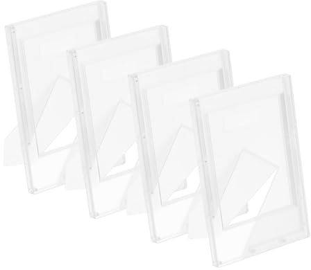 QUARKZMAN 4 Pz Cornici per Foto 2.4 x 3.6 Pollici Rettangolari Piccole Cornici per Foto Supporto per Esposizione su Tavolo Foto Paesaggi Dipinti Poster Opere d'Arte, Trasparente Ghiacciato