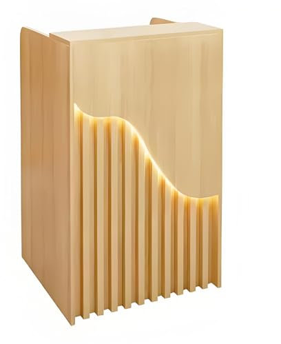 Snaweo Empfangstheke, Empfangstresen, Rezeptionstheke mit LED-Licht, einfache Rezeptionstisch, Verkaufstheke für Salon, Lobby, Geschäft, Büro-Empfangsraum(Wood,60cm/23.6in)