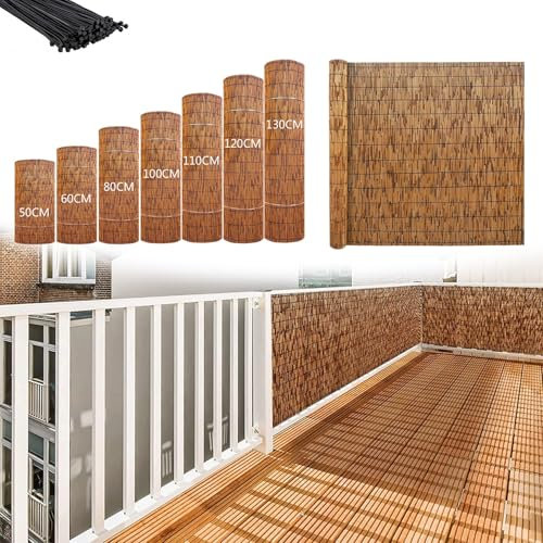 BZCKBZ Sichtschutzzaun 50cm 80cm 110cm 130cm Dekorativer Zaun Schilfzaun Balkonzaun Schilfrohrmatte Für Den Außenbereich Hinterhof Terrasse(100x400cm(3.3x13.1FT))