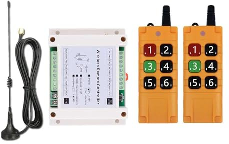 Sistema de interruptor remoto de 6 canales 433 MHz, receptor inalámbrico, alcance de 300 m, CC 12 V-36 V, para puertas de persianas, garaje, puertas eléctricas, ventanas, polipastos de