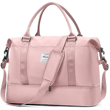 HPLQQ Borsone da Viaggio Donna Bagaglio a Mano Easyjet 45x36x20, Borsa Sportiva Borsone da Palestra con Scomparto per le Scarpe, Borsa da Weekend, Ospedale Parto, Danza,B3-Rosa