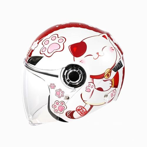 QJWMatic Casque de Moto, Casque Jet, Demi-Casque, Casque Ouvert, Homme Femme, homologué ECE, avec visière Solaire, pour Scooter Cruiser et Adulte D,51-62CM