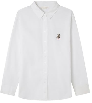 Springfield Nueva Camisa De Estructura con Bordado De Árboles, Blanco, 38