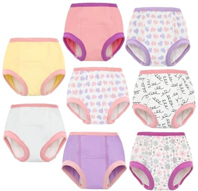 ALVABABY Baby Potty Training Pants 8 Packs Cotton Absorbent Reusable Toilet Training Underwear for Toddler Boys Girls 2T-4T 8XC02A-2TJ