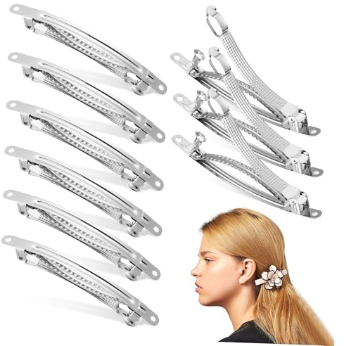 BAZEITFLOW 50 pièces Lot de Pinces à Cheveux Plates Métal Argenté Clips Ressort Robustes pour Accessoires DIY Femmes et Filles Barrettes Françaises pour Coiffure Polyvalente