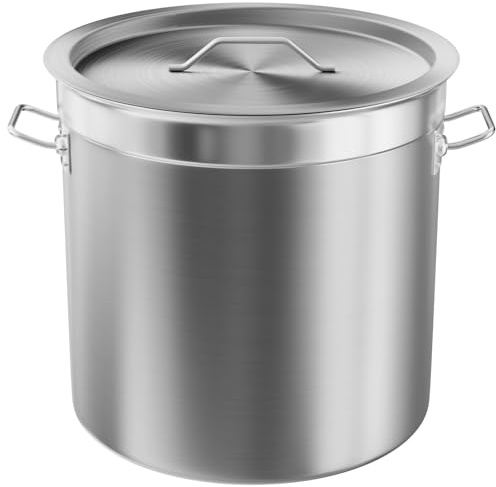 Olla Grande De Acero Inoxidable Con Tapa Y Fondo Compuesto De 3 Capas, Honda Para Cocinar Guisos, Sopas Y Hervir, 17-50 L Ollas Rectas(25Litre 32cm)