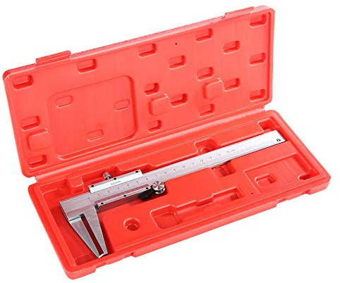 Calibre Vernier preciso de 0 a 150 mm, construcción de acero al carbono con chapado en cromo, herramienta de medición de ranura interior para mecanizado/ingeniería/bricolaje | Precisión de 0.02 mm