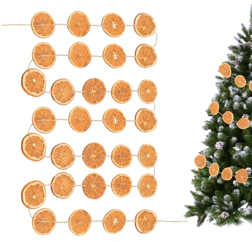 Dried Orange Slice Christmas Garland,2.7meter Extended Orange Slice Wreath for Christmas Trees Decorating Fireplaces Walls Dining Tables