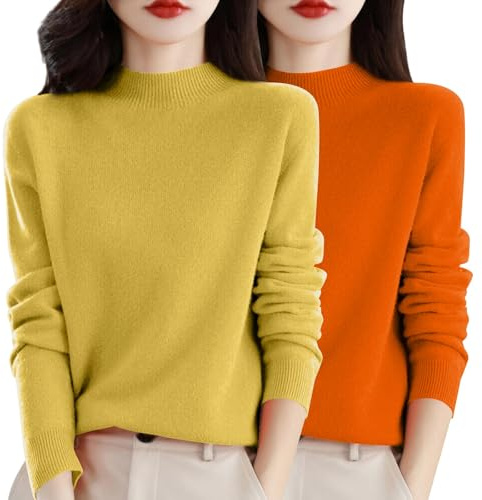 Générique Kashmir tröja dam rundhalsad - kopieringströja dam toppar lång ärm enfärgad tröja toppar vår höst casual sweatshirt enkla tröjor mode tröja tröja, 1 stycke, XL