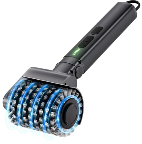 Electric Grill Brush for Outdoor, Electric Grill Cleaner with 2 Heads, 3-Speed & Angle Adjust Cordless BBQ Grill Brush, 150Mins Runtime Grill Cleaning Brush for Outdoor Barbecue Grates