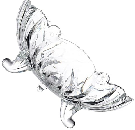 POPETPOP 950ml European Style Embossed Glass Salad Bowl with Three Legs, Decorative Fruit Serving Tray for Tabletop and Dining Use