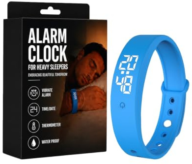 ANYKU Montre avec alarme vibrante pour les dormeurs lourds, bracelet adapté aux personnes sourdes, bracelet étanche et silencieux pour homme et femme