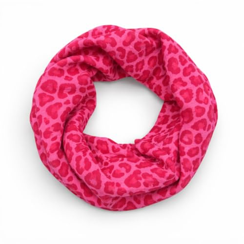 Damen Musselin Loop Schal Leo Print Frühling Herbst Made in Italy