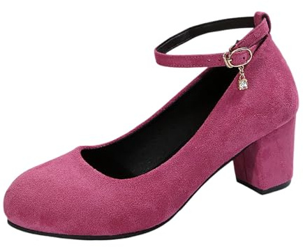 Generisch Chaussures décontractées élégantes pour femme avec talon épais, parfaites pour un usage quotidien à assortir avec un jean. Design à enfiler pour un ajustement confortable., Rose, 40 EU
