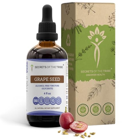 Secrets of the Tribe Grape Seed Tincture Alcohol-Free Liquid Extract, Grape (Vitis Vinifera) Dried Seed (4 FL OZ)