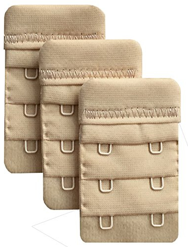 Chanie Women Pack of 3 Soft Comfortable 2 Hooks Bra Extender,6.1cm x 3.8cm