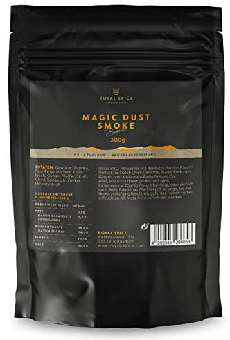 Royal Spice Magic Dust Smoke BBQ Rub 300g – Rauchiger BBQ Allrounder - Trockenmarinade & Gewürzmischung für Pulled Pork, Ribs, Brisket & Hähnchen – Ohne Zusätze & Made in Germany