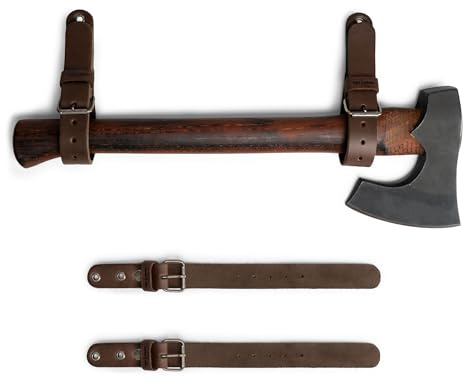 Leder-Wandaufhängungsriemen, 2er-Set, Schnallenverschluss für Äxte, Beile und Werkzeuge, robuste Werkzeugaufhänger, Garagenaufbewahrung, Axt-Halterung, Zubehör für Männer, Organizer-Haken