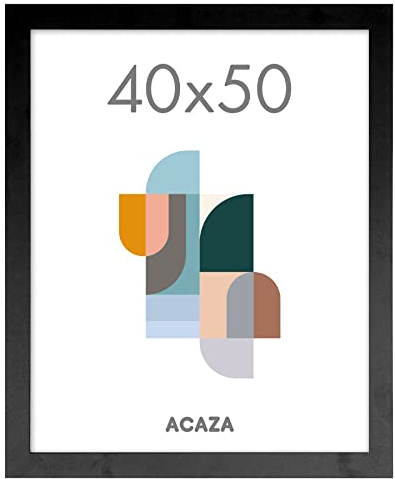 ACAZA Cadre Photo 40 x 50 cm, En Bois MDF et Verre Acrylic, Pour Photos, Posters et Puzzles, Décoration Murale, Portrait et Paysage, Noir