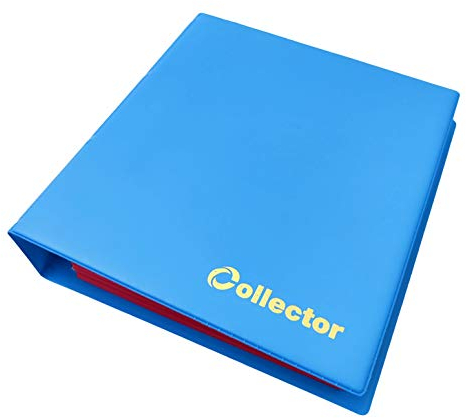 Álbum de colección de monedas para 221 tamaños diferentes de monedas de grandes a pequeñas, con páginas y separadores rojos + índice, color azul pastel