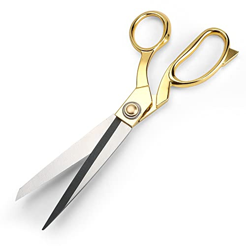 Forbici da ucito, forbici da sarto in tessuto per tagliare tessuto, pelle, stoffa, lino, oro (26 cm, 999)