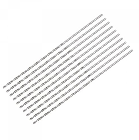 sourcing map 10 Stk. 1mm Mini Mikro Spiralbohrer Hochgeschwindigkeitsstahl geradem Schaft Extra lang Metallbohrer 60mm für Aluminiumlegierung