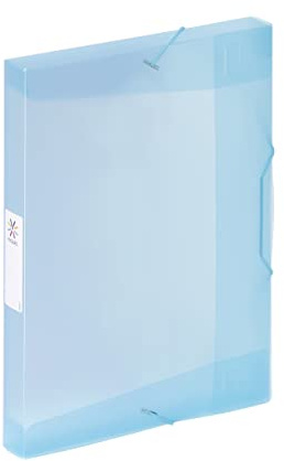 Viquel - Chemise 3 rabats en plastique grande capacité Propysoft - Boite de classement A4 avec étiquette d'identification en plastique - Bleu translucide