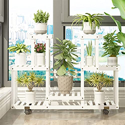 FLBT Pflanzen-Blumenständer, Pflanzen-Display, mehrstöckige Blumenregale, mit Universalrädern, leicht zu bewegender Gartenpflanzen-Regalhalter, in der Ecke des Wohnzimmers
