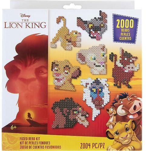 Perler Disney König der Löwen Fused Bead Set - 2000 Perlen, Mehrfarbig, Rund, Kunststoff, 9 Muster, Ab 6 Jahren