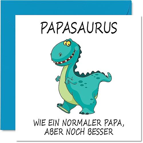 Stuff4 Lustige Geburtstagskarten für Papa, Papasaurus | Witzige Vatertagskarte für Papa von Sohn und Tochter, Vater-Geburtstagsgeschenke, 145 mm x 145 mm große Vatertags-Grußkarten