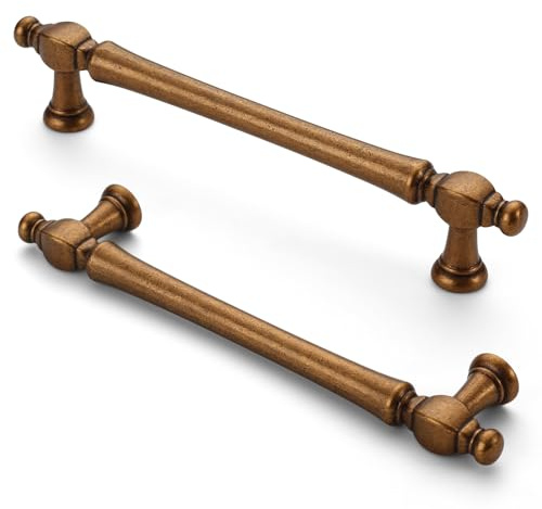 FURNIWARE 10 Stück Antiker Schrankgriffe,Antiquitäten Brass Möbelgriff 128 mm Bohrlochabstand Schubladengriff, Schubladengriffe für Türen, Küchen, Truhen, Kommoden, Schränke