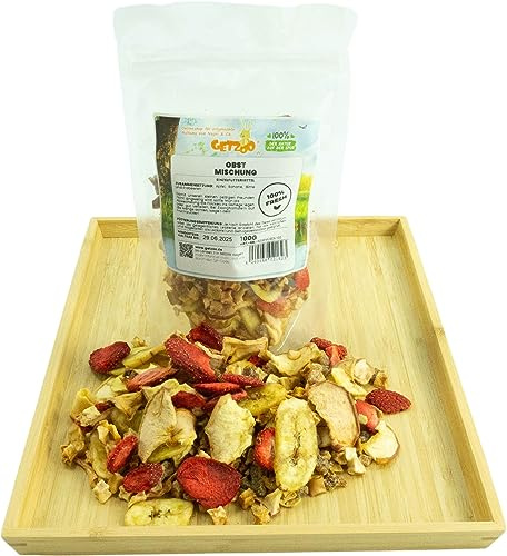 Getzoo Premium Obstmischung für Nager 25g - Schonend Getrocknet, Reich an Vitaminen - Apfel, Banane, Birne, Erdbeeren - Natürliche Nährstoffe & Aromen - Ideal als Leckerli