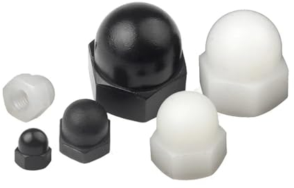 CHATROOM Nylon-Hutmuttern mit Hutkappe, weiß/schwarz, Kunststoff, Sechskant-Sechskantmutter, M3, M4, M5, M6, M8, M10, M12, M14, M16, M18, M20 (Color : Black, Size : M12 (10pcs))
