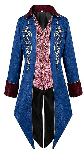 Steampunk Herren Vintage Jacke Frack Jacke Gothic Smocking Gehrock Stehkragen Anzug Abendkleid Uniform Cosplay Kostüme for Herren Erwachsene