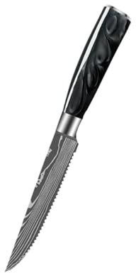 FBITE Ensemble de couteaux à Steak en acier inoxydable, couteaux à bœuf dentelés, motif damas, vaisselle de Table, couteaux à Steak, couverts, ensemble de couteaux de Table