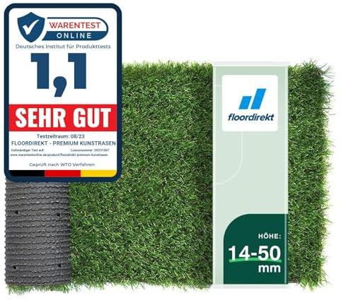 SKY Kunstrasen 100x400 cm - Wetterfester Outdoor Teppich in Grün für Balkon Terrasse & Garten - Robuster Teppichboden als Rasen-Alternative - 50mm Lemon
