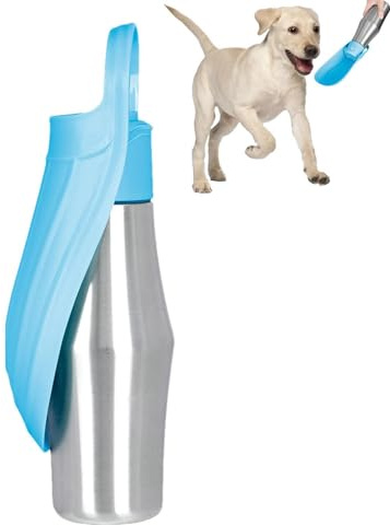 750 ML Gourde pour Chien | Bouteille d'eau de Voyage Portable avec Gamelle Pliable et Distributeur de Nourriture - Facile à Transporter