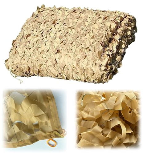 GZDXBF Red De Camuflaje Militar 1m 2m 5m 6m 8m 9m, Red De Sombra Protector Solar, Toldo Camuflaje Caza Exterior, Pantalla De Privacidad, Beige, Personalizable(Size:8x12m/26.2x39.3ft)