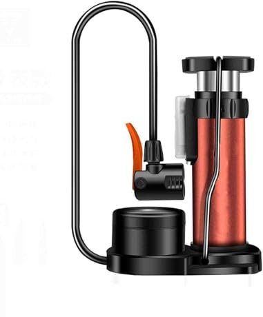 Stand Fußpumpen Luftballonpumpe Luftpumpe Luftmatratze Pumpe Ballonpumpe Klein Handpumpe Manuell Camping Fußpumpe Fahrrad Mit Timer Passt Ball Auto 120PSI Tragbar Anti-Rutsch (Red,17cm)
