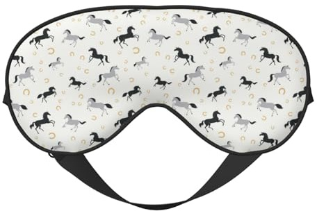 Augen-Schlafmaske für Damen und Herren, minimalistisch, Cartoon-Pferd, weiche Reise-Augenmasken für Schlafmaske, Verdunkelung, verstellbare Schnalle, Schlafmaske für Damen und Herren, lustige
