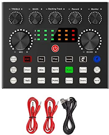 Stroagymoon V8S Live External Sound Card Voice Changer Sound Card with Multiple Sound Effects for Live Recording Home KTV Voice Chat