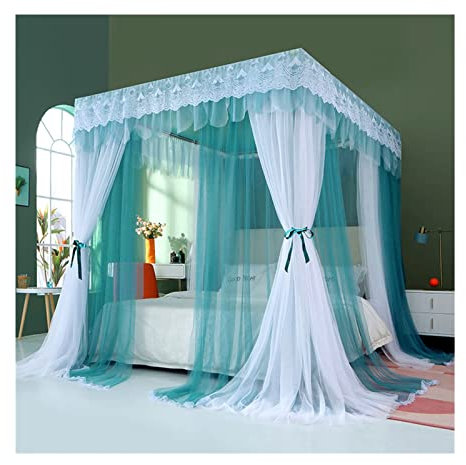 TEmkin Betthimmel, luxuriöser Betthimmel für 1,8 m/6 Fuß Bett, Moskitonetz mit doppeltem Netzgewebe, dekorativer Bettvorhang für Mädchenschlafzimmer (Stil 1, 1,8 x 2 x 2,1 m)