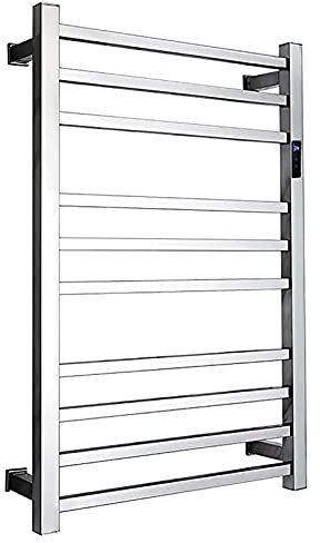 OZBMA Electric Heated Towel Rack Electric Towel Warmer Radiator, Electric Heated Towel Rack, Wall Mount Heated Towel Rail with Timer/Temperature Control Drying Rack,Plug in (Plug in)