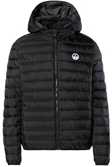NORTH SAILS Daunenjacke Herrenjacke mit abnehmbarer Kapuze mit Reißverschlusstaschen und Logo Artikel 603307, 0999 Nero/Black, XL