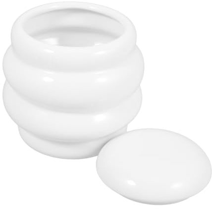 ABOOFAN 300ml Ceramic Honey Jar Lid Food Storage Canister for Tea and Candy Glossy Pot for Kitchen Organization