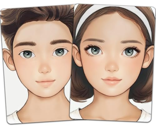 DELORIGIN 2 stücke Gesichtsmalerei Übungsbrett Wiederverwendbare Make Up Malerei Übungsbrett Malerei Übungsvorlage Für Make Up Anfänger(Mann mit kurzen Haaren Frau)